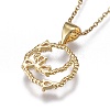 Brass Micro Pave Clear Cubic Zirconia Pendant Necklaces NJEW-R256-02-4