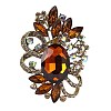 Flower with Oval Golden Alloy Rhinestone Brooches for Backpack Clothes PW-WG4AA4A-05-1