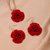 Rose Iron & Plastic Pendant Necklaces & Dangle Earrings Sets for Women FS-WGD8499-01-6