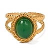 Oval Natural Green Onyx Agate Finger Rings RJEW-Q822-25G-02-2