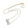 Brass Micro Pave Clear Cubic Zirconia Pendant Box Chain Necklaces for Women NJEW-U015-06P-01-2