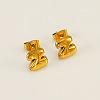 Chunk Letter 304 Stainless Steel Stud Earrings for Women EJEW-G386-01Z-G-1