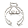 Non-Tarnish 304 Stainless Steel Hollow Cat Open Cuff Ring RJEW-F149-02P-3