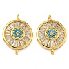 Rack Plating Brass Pave Cubic Zirconia Wheel Connector Charms KK-Z063-29G-02-1