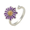 Daisy Enamel Rotatable Cuff Rings for Women RJEW-M016-05P-2