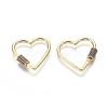 Brass Micro Pave Cubic Zirconia Screw Carabiner Lock Charms ZIRC-I031-11G-04-2