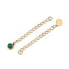 Ion Plating(IP) 316 Surgical Stainless Steel Curb Chain Extender with Malachite Round Charm STAS-A097-01G-10-2