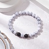 2Pcs Natural Black Onyx & Howlite Round Beads Stretch Bracelets BJEW-JB11493-4