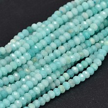 Faceted Rondelle Natural Amazonite Bead Strands G-F289-06