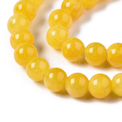 Natural Dyed Yellow Jade Gemstone Bead Strands X-G-R271-6mm-Y07-1