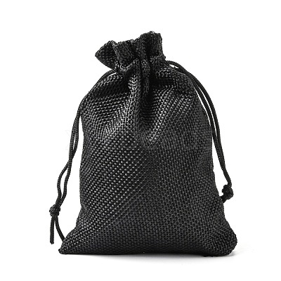 Polyester Imitation Burlap Packing Pouches Drawstring Bags X-ABAG-R005-14x10-09-1