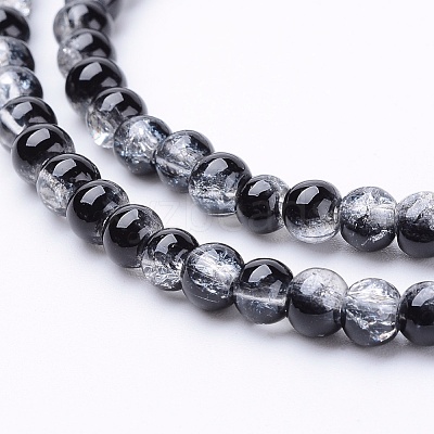 Spray Painted Crackle Glass Beads Strands CCG-Q002-4mm-11-1