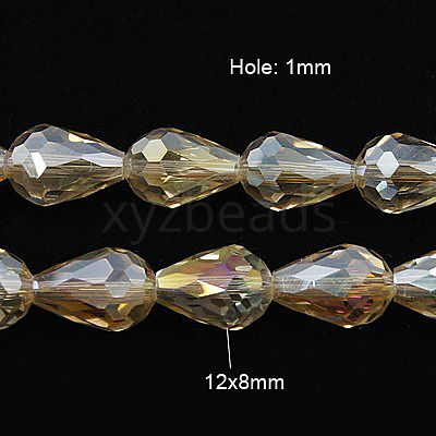 Electroplate Glass Beads Strands X-EGLA-D015-12x8mm-24-1