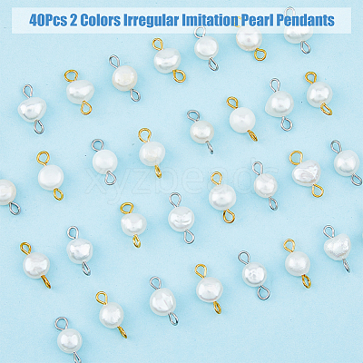 40Pcs 2 Colors Natural Freshwater Pearl Connector Charms PALLOY-AB00067-1