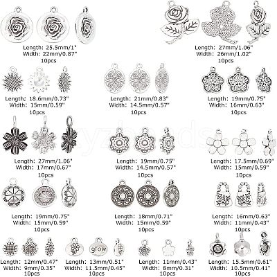 150Pcs 15 Style Tibetan Style Alloy Pendants TIBEP-FH0001-13-1