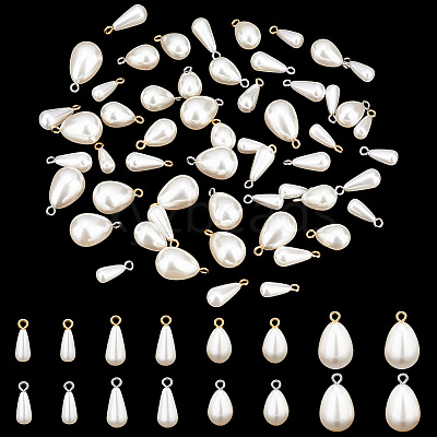 64Pcs 8 Style ABS Plastic Imitation Pearl Pendants KY-PH0001-60-1