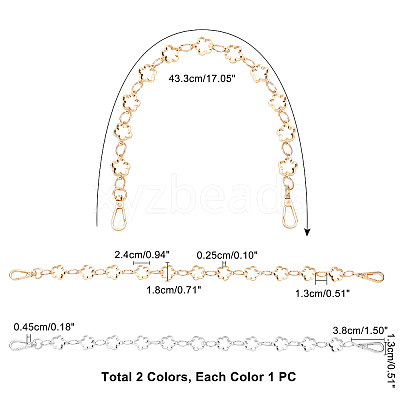 2Pcs 2 Colors Zinc Alloy Links Bag Straps FIND-WR0004-04-1