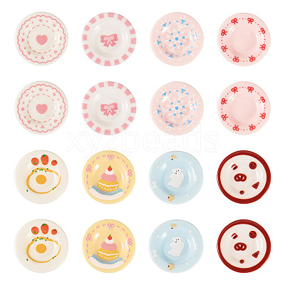 16Pcs 8 Colors Resin Dollhouse Dish AJEW-TA0003-40-1