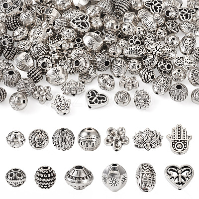 120Pcs 12 Styles Tibetan Style Alloy Beads FIND-TA0002-75-1