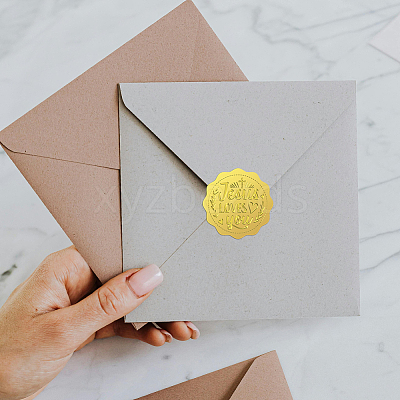 Plastic Self Adhesive Gold Foil Embossed Stickers DIY-WH0211-571-1