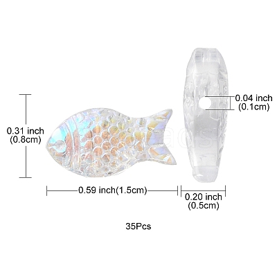35Pcs Transparent Spray Painted Glass Beads GLAA-YW0001-69A-1