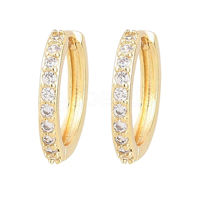 Brass Cubic Zirconia Hoop Earrings EJEW-A156-13B-G-1