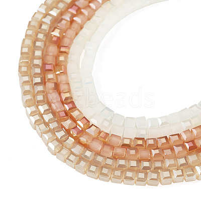 3 Strands 3 Colors Electroplate Glass Beads Strands EGLA-TADJ0001-12-1