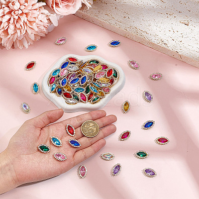 100Pcs 10 Colors Horse Eye Sew on Rhinestone DIY-MA0006-92-1