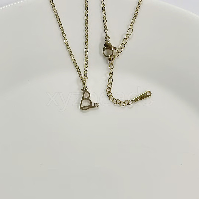 304 Stainless Steel Letter Pendant Necklaces NJEW-WH0027-04B-G-NR-1