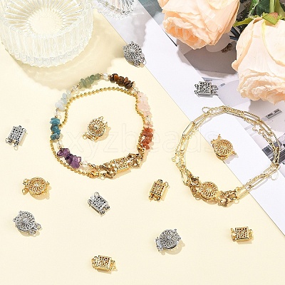 4Pcs 4Styles Brass Hollow Box Clasps KK-YW0004-49-1