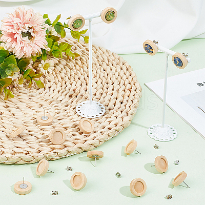 40Pcs Wooden Stud Earring Findings FIND-SC0008-96A-1