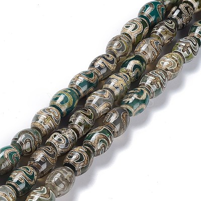 Tibetan Style dZi Beads Strands TDZI-E005-01F-1