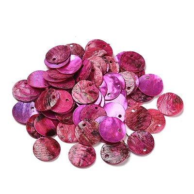 Spray Painted Natural Akoya Shell Charms SHEL-F007-15A-08-1