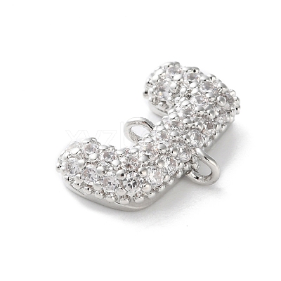 Brass Micro Pave Cubic Zirconia Letter Links KK-I717-04J-P-1
