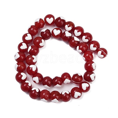 Round Handmade Lampwork Beads Strands LAMP-R004-01B-1