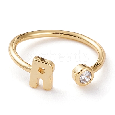 Brass Micro Pave Clear Cubic Zirconia Cuff Rings RJEW-Z005-R-G-1