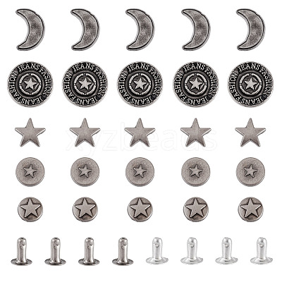 50Pcs 5 Styles Alloy River Studs FIND-TA0009-59-1
