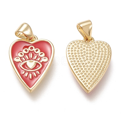 Brass Enamel Pendants ZIRC-F116-10C-G-1