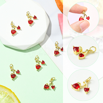 6Pcs Brass Micro Pave Clear Cubic Zirconia Pendants KK-SC0006-90-1