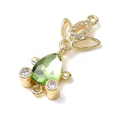Brass Micro Pave Clear Cubic Zirconia Fish Links Connector Charms KK-K375-26G-21-1