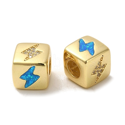 Rack Plating Brass Micro Pave Cubic Zirconia Beads KK-P268-01G-09-1