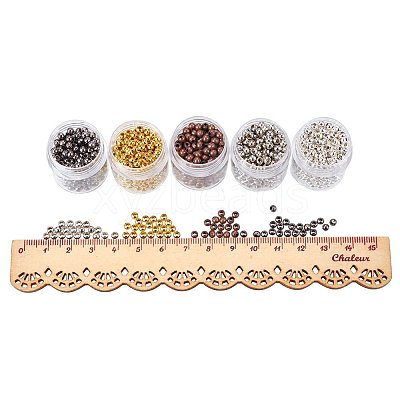 5 Box Iron Round Spacer Beads IFIN-X0001-03-B-WH-1