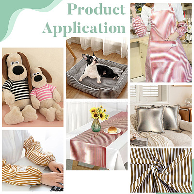 Cotton Fabric with Strip Pattern DIY-PH0037-96B-1