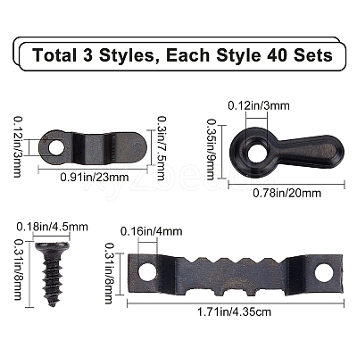 120Sets 3 Style Iron Picture Frame Turn Button AJEW-GF0004-47-1