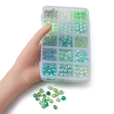 375Pcs 15 Styles Acrylic Beads MACR-YW0002-59B-1