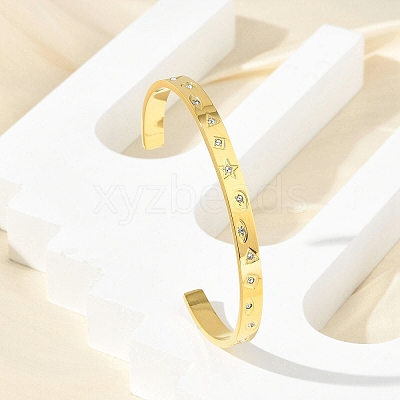 304 Stainless Steel Cuff Bangles BJEW-P348-02B-G-1