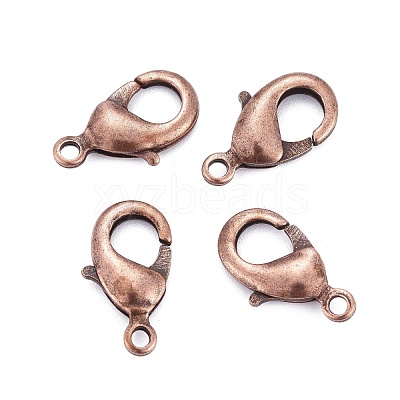 Red Copper Brass Lobster Claw Clasps X-KK-903-R-NF-1
