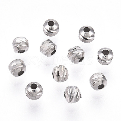 Rhodium Plated 925 Sterling Silver Beads STER-T004-78P-2.5mm-1