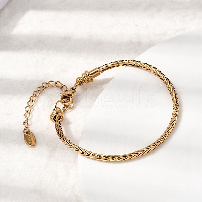 304 Stainless Steel Wheat Chains Bracelets for Women BJEW-A158-02A-G-1