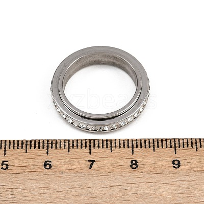304 Stainless Steel Rhinestone Rotating Finger Rings RJEW-A074-01B-P-1